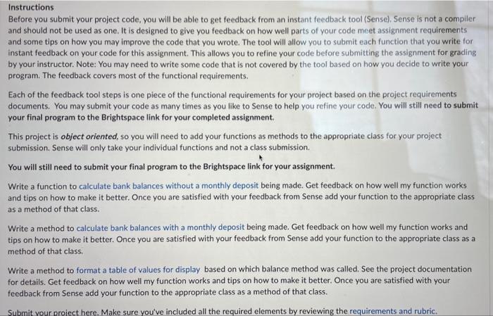 Solved Instructions Before you submit your project code, you | Chegg.com