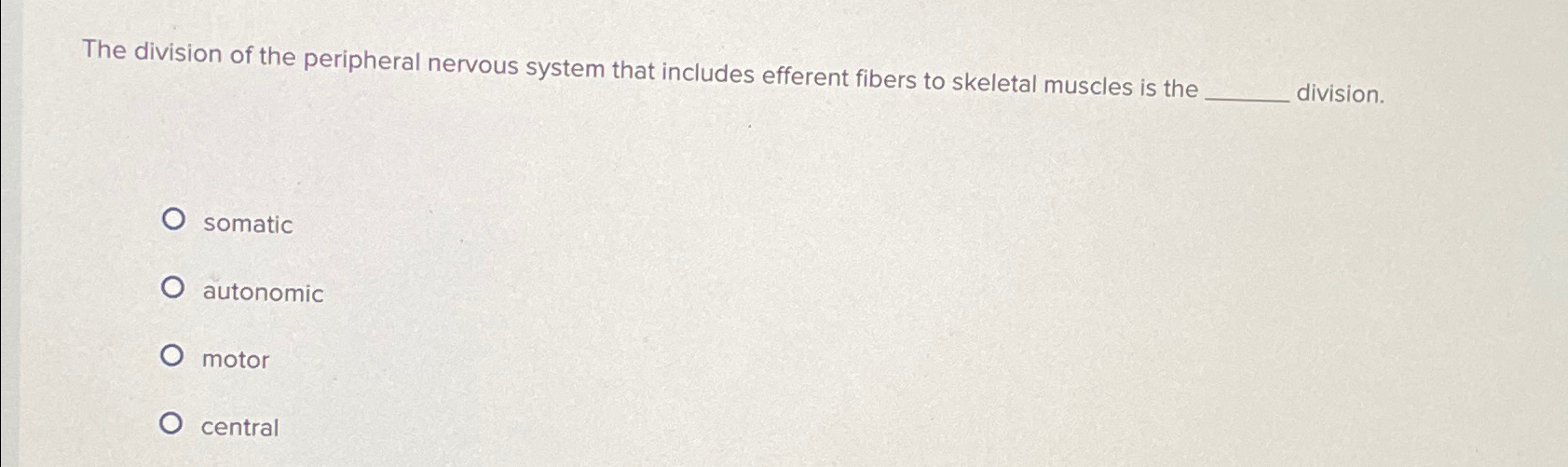 Solved The division of the peripheral nervous system that | Chegg.com