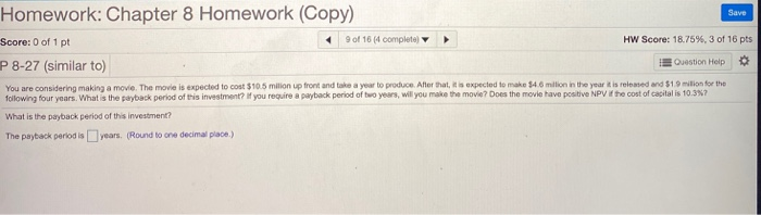 Solved Save Homework: Chapter 8 Homework (Copy) Score: 0 of | Chegg.com