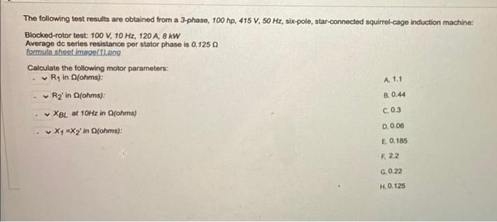 Solved The following test results are obtained from a | Chegg.com