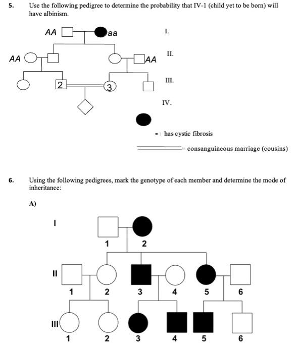 Solved 5. Use the following pedigree to determine the | Chegg.com