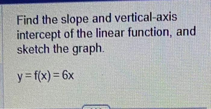 how to find the vertical intercept of a linear function