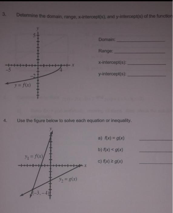 Solved 3. Determine the domain, range, x-intercept(s), and | Chegg.com