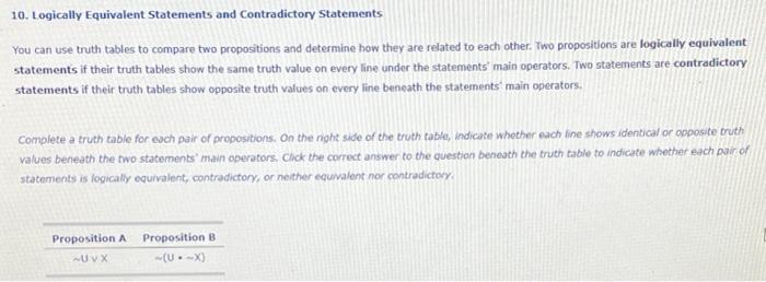 10. Logically Equivalent Statements and Contradictory | Chegg.com