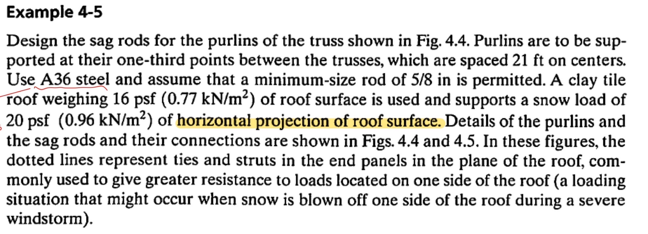 Solved Example 4-5Design the sag rods for the purlins of the | Chegg.com