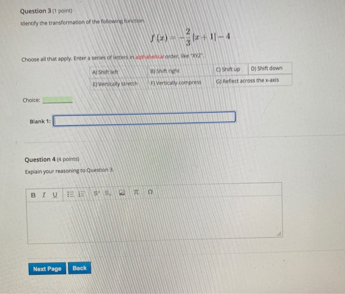 Solved Question 3 (1 point) Identify the transformation of | Chegg.com