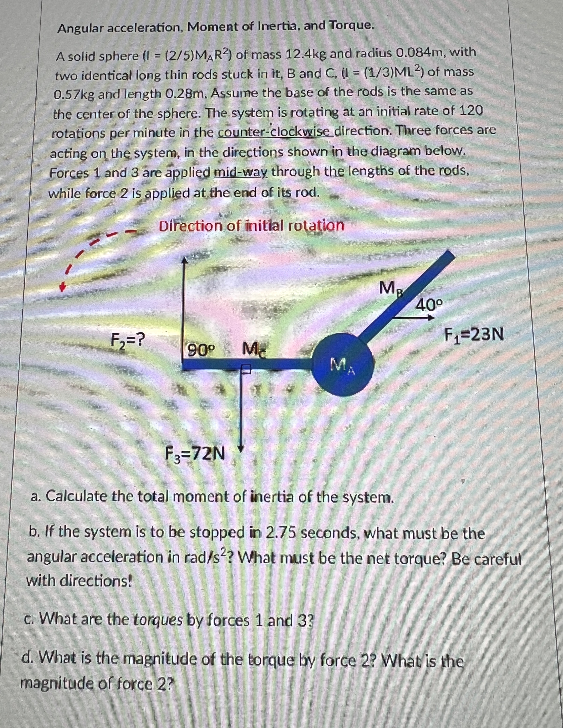 Solved Angular acceleration, Moment of Inertia, and Torque. | Chegg.com