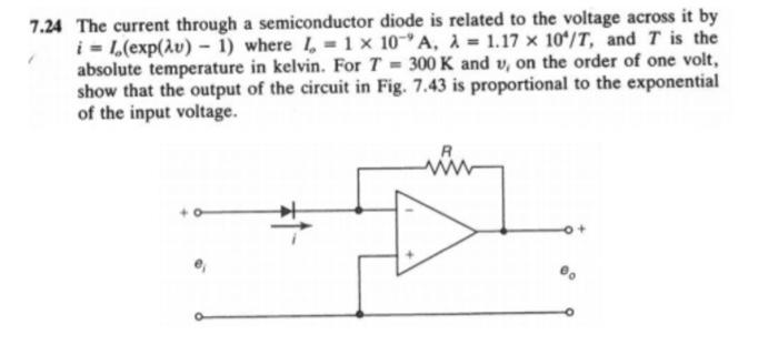 Solved 7.24 The current through a semiconductor diode is | Chegg.com