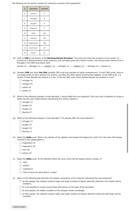 Solved The following are the atomic numbers for elements Chegg