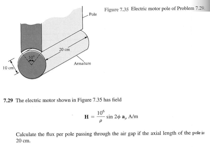 Figure 7.35 Electric motor pole of Problem 7.29. The