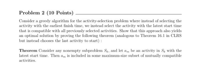 Solved Consider a greedy algorithm for the | Chegg.com