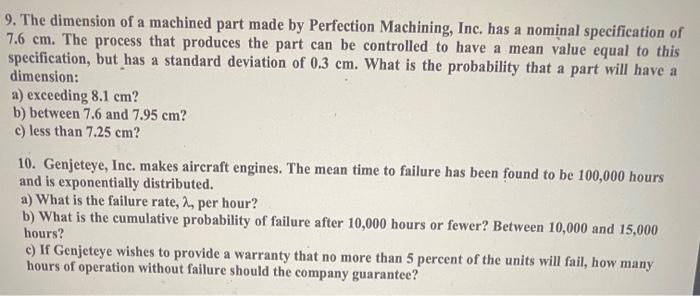 Solved 9. The dimension of a machined part made by | Chegg.com