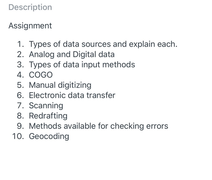 Solved Description Assignment 1. Types Of Data Sources And | Chegg.com