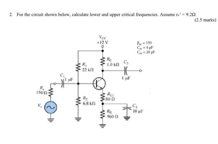 Solved 2. For the circuit shown below, calculate lower and | Chegg.com