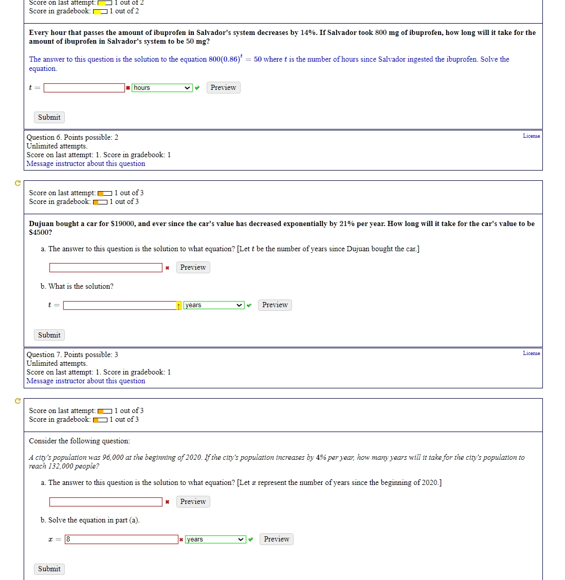 Solved Question 6. ﻿Points possible 2Every hour that passes