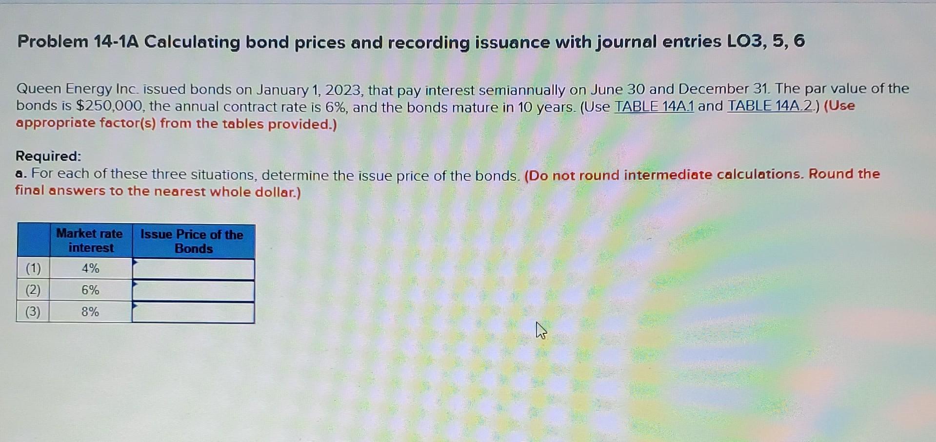 Solved Problem 14-1A Calculating Bond Prices And Recording | Chegg.com