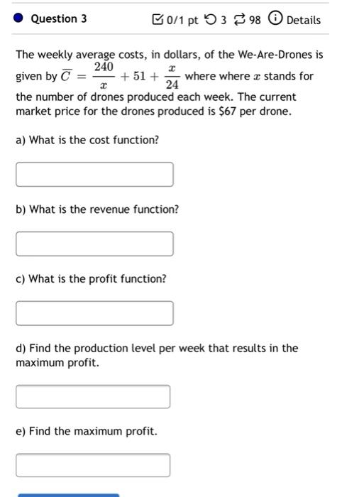 Solved Question 3 B0/1 pt 398 Details The weekly average | Chegg.com