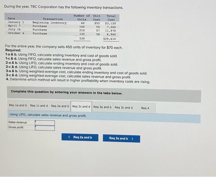 Solved During The Year, TRC Corporation Has The Following | Chegg.com