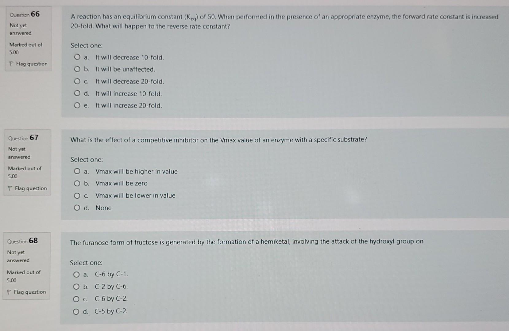Solved Question 66 A reaction has an equilibrium constant | Chegg.com