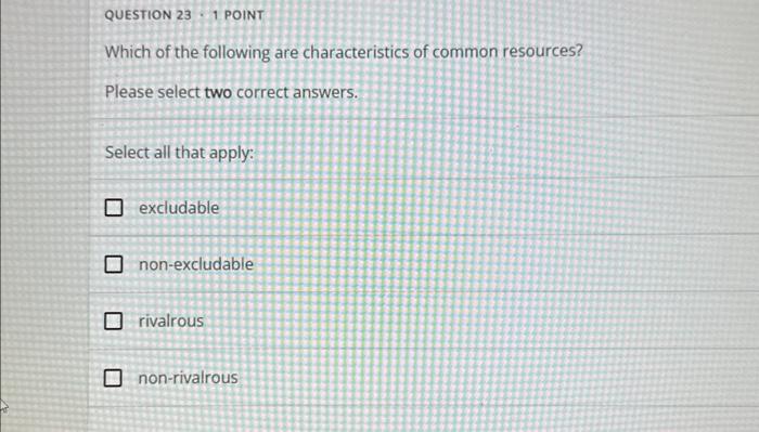 Solved QUESTION 23 - 1 POINT Which of the following are | Chegg.com