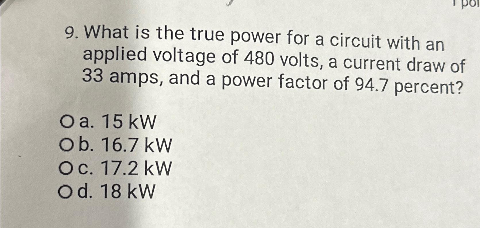 Solved What is the true power for a circuit with an applied | Chegg.com