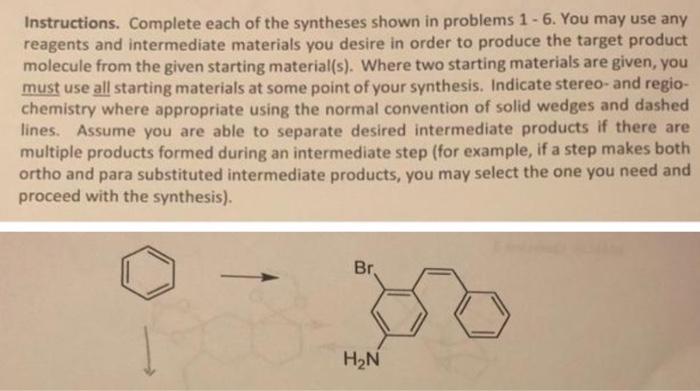 Solved Instructions. Complete Each Of The Syntheses Shown In | Chegg.com