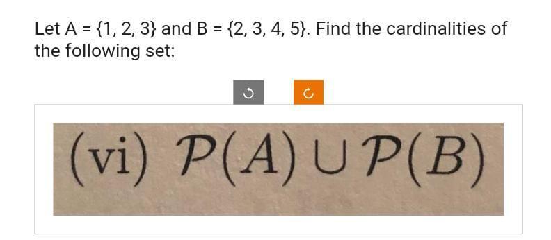 Solved Let A={1,2,3} And B={2,3,4,5}. Find The Cardinalities | Chegg.com