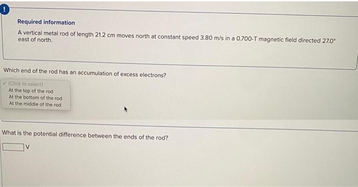 Required information A vertical metal rod of length | Chegg.com