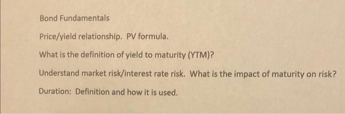relationship between price of bond and yield to maturity