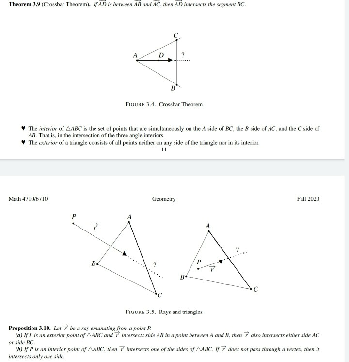 Solved Theorem 3.9 (Crossbar Theorem). If AD is between AB