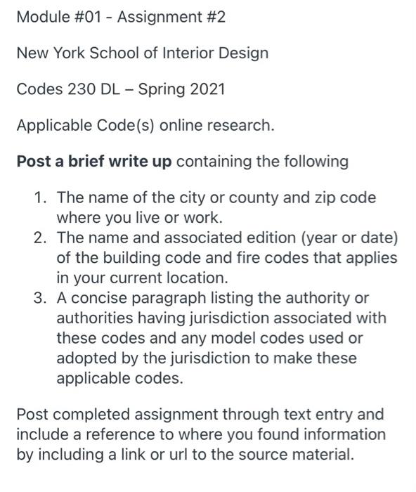 Module #01 - Assignment #2 New York School of | Chegg.com