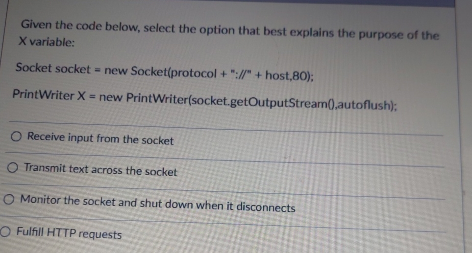 Solved Given the code below, select the option that best | Chegg.com