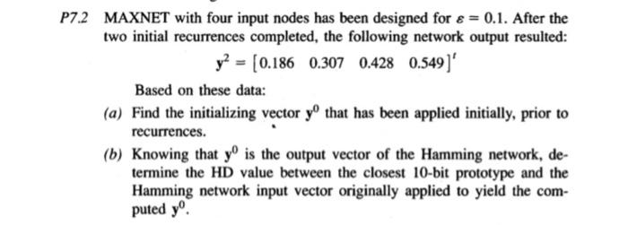 Solved 7.2 MAXNET with four input nodes has been designed | Chegg.com