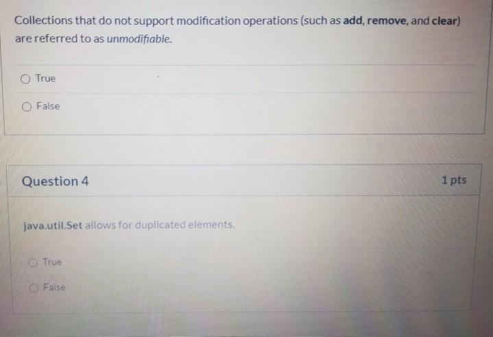 Solved Collections that do not support modification | Chegg.com