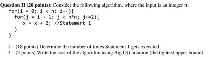 Question II ( 20 points): Consider the following | Chegg.com