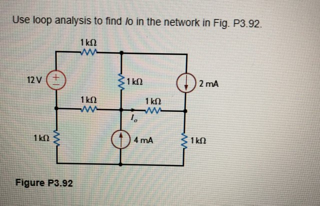 Solved Use loop analysis to find lo in the network in Fig. | Chegg.com