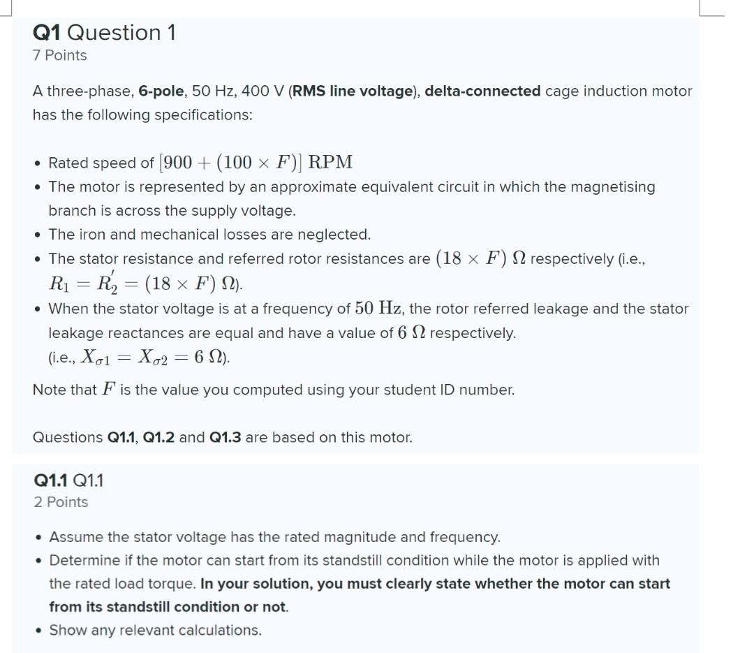 Q1 Question 1 7 Points A three-phase, 6-pole, 50 Hz, | Chegg.com