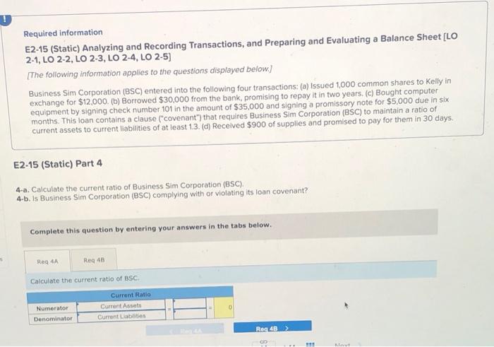 Solved Required information E2-15 (Static) Analyzing and | Chegg.com