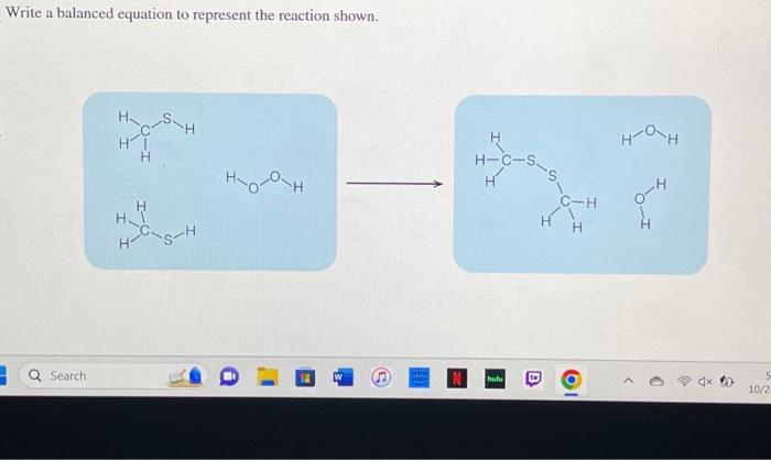 Solved Write A Balanced Equation To Represent The Reaction | Chegg.com