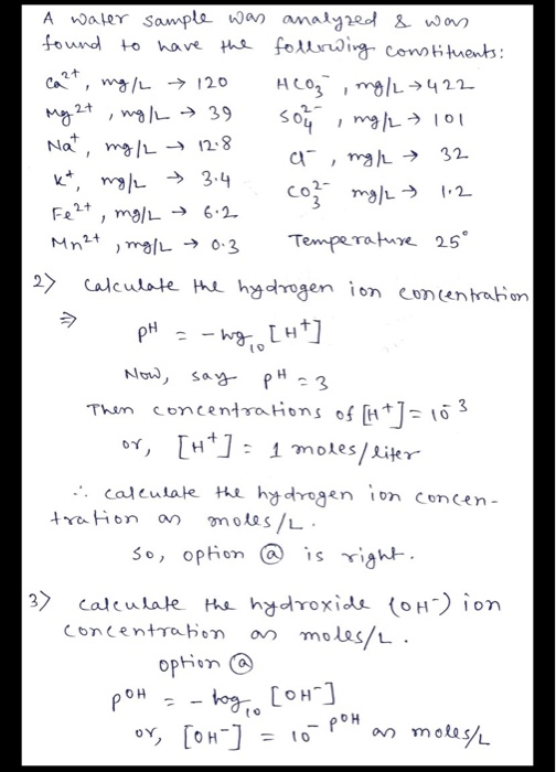 Solved Question 30 8 pts A water sample was analysed in