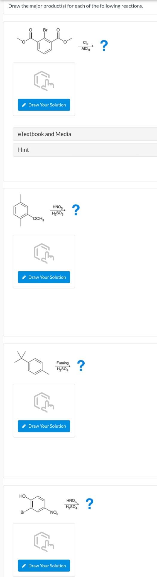 Solved Draw the major product(s) for each of the following | Chegg.com