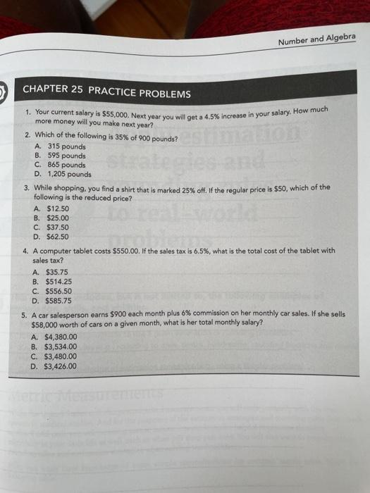 Solved Number and Algebra CHAPTER 25 PRACTICE PROBLEMS 1. | Chegg.com