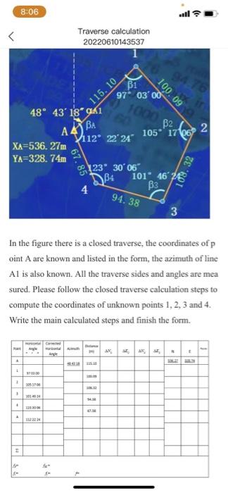 In the figure there is a closed traverse, the | Chegg.com