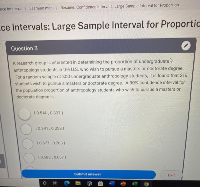 Solved nce Intervals / Learning map / Resume: Confidence | Chegg.com