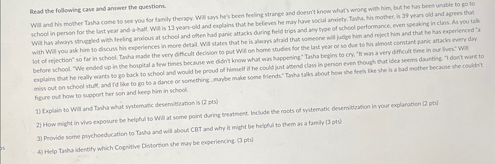 Solved Read the following case and answer the questions.Will | Chegg.com