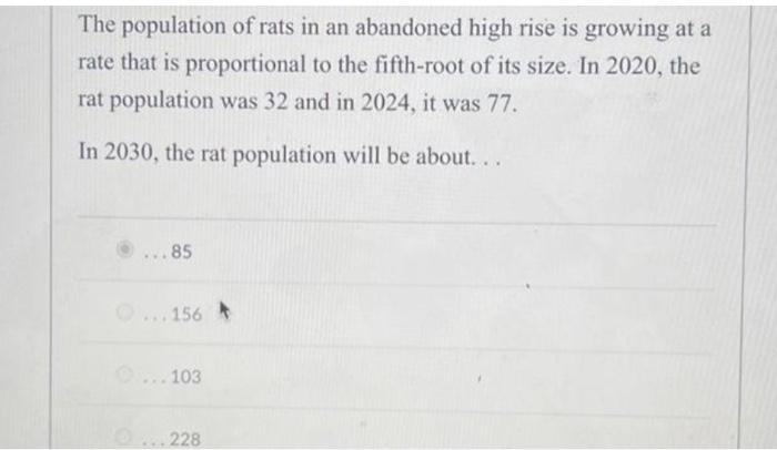 Solved The population of rats in an abandoned high rise is | Chegg.com