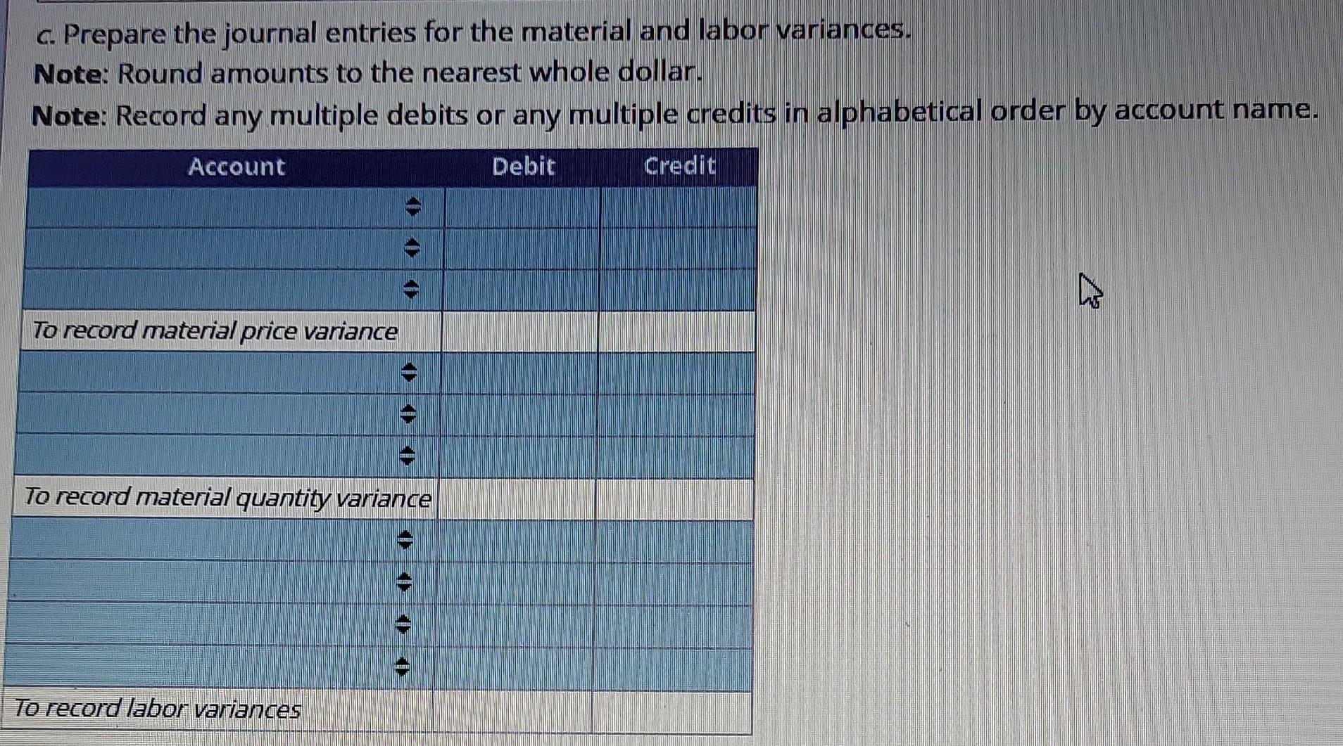 Solved DM & DL variances; journal entries In July, Zinger