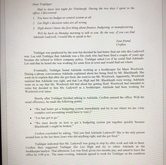 Solved BLACKHEATH MANUFACTURING COMPANYREVISITED Part 1 Mr.