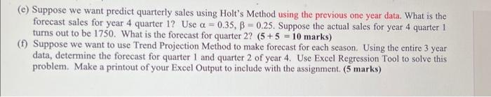 Solved (a) Using a four-quarter weighted moving average with | Chegg.com