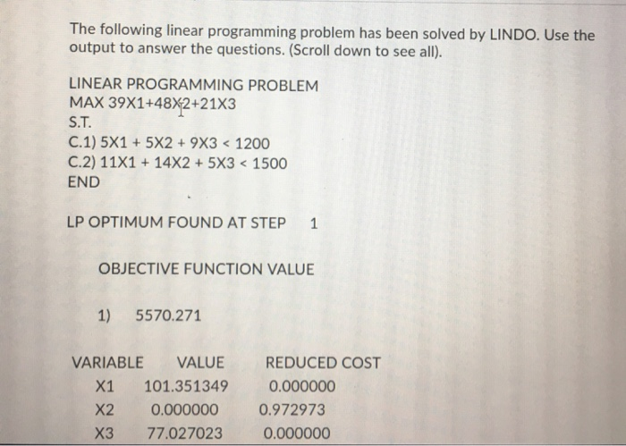 Solved The following linear programming problem has been | Chegg.com